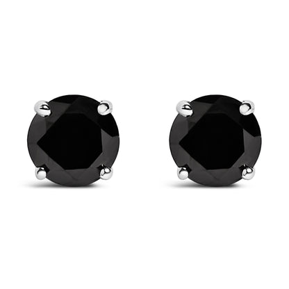 .925 Sterling Silver 1/2 Cttw Black Diamond Solitaire Stud Earrings 