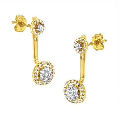 14K Yellow Gold Plated .925 Sterling Silver 5/8 Cttw Diamond Removable Stud and Dangle Earrings (I-J Color, I2-I3) by Bids.com