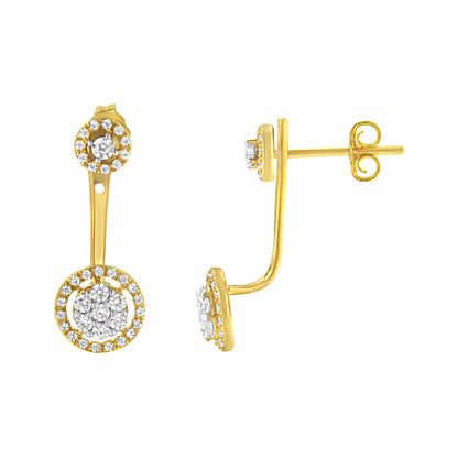 14K Yellow Gold Plated .925 Sterling Silver 5/8 Cttw Diamond Removable Stud and Dangle Earrings (I-J Color, I2-I3) by Bids.com