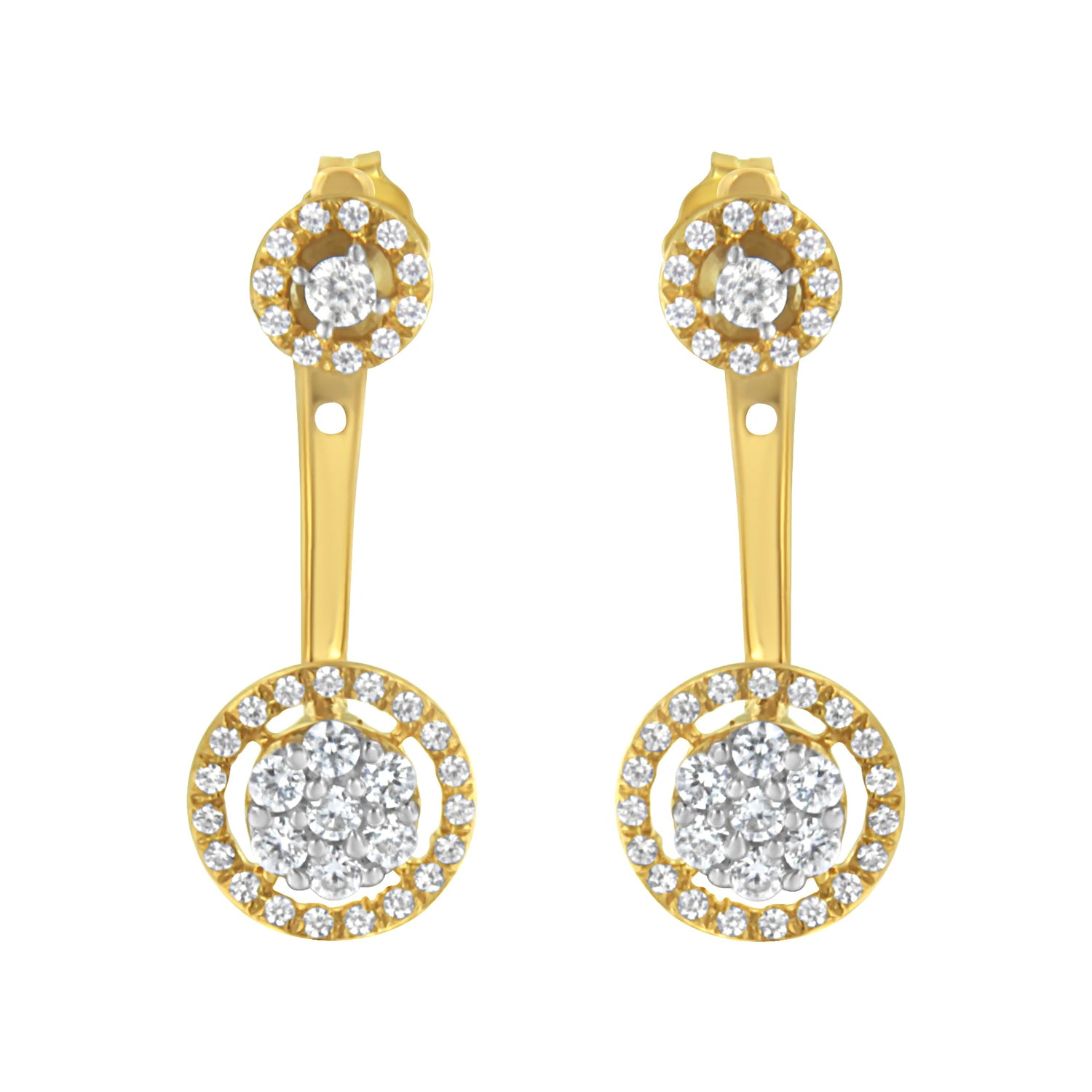 14K Yellow Gold Plated .925 Sterling Silver 5/8 Cttw Diamond Removable Stud and Dangle Earrings (I-J Color, I2-I3) by Bids.com