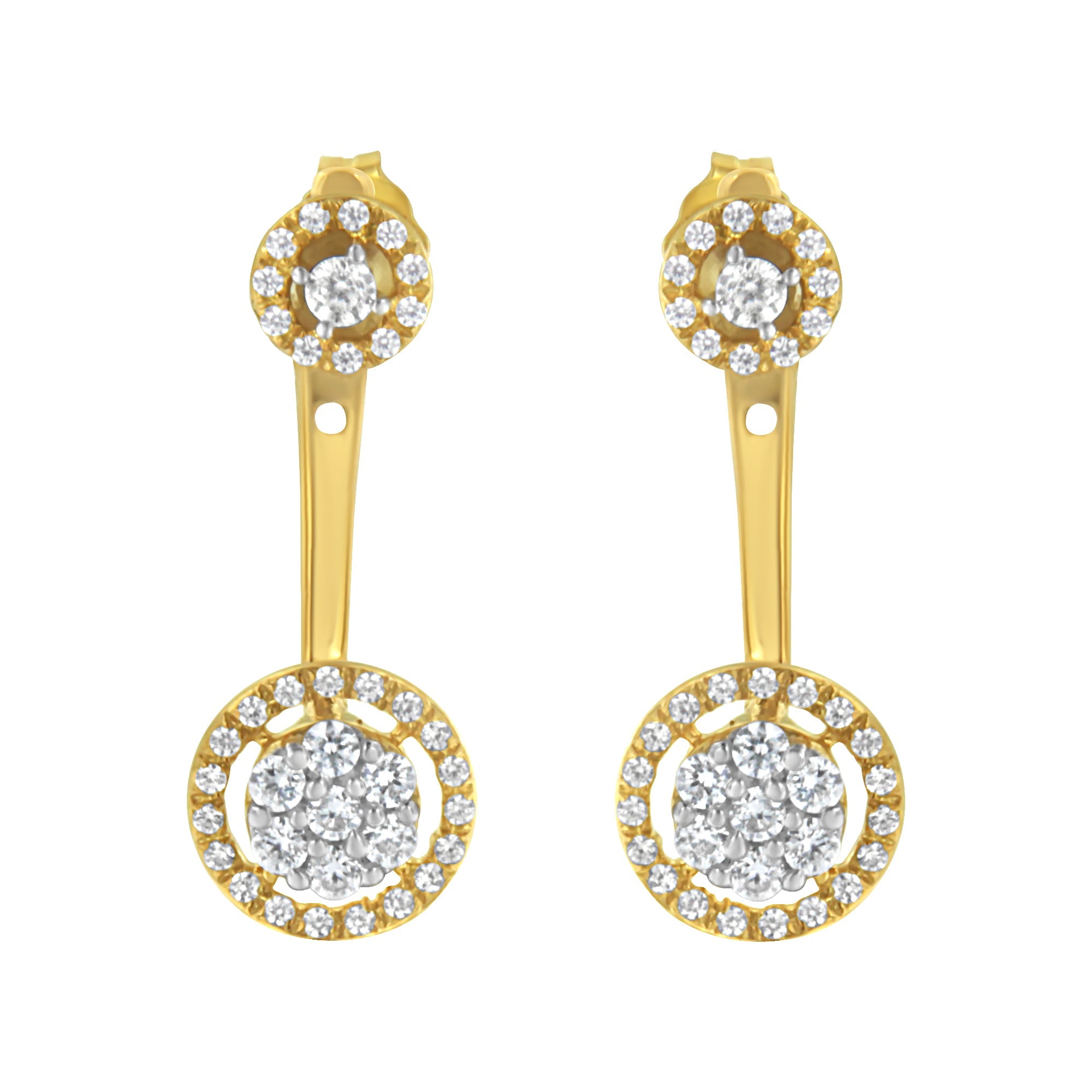 14K Yellow Gold Plated .925 Sterling Silver 5/8 Cttw Diamond Removable Stud and Dangle Earrings (I-J Color, I2-I3) by Bids.com
