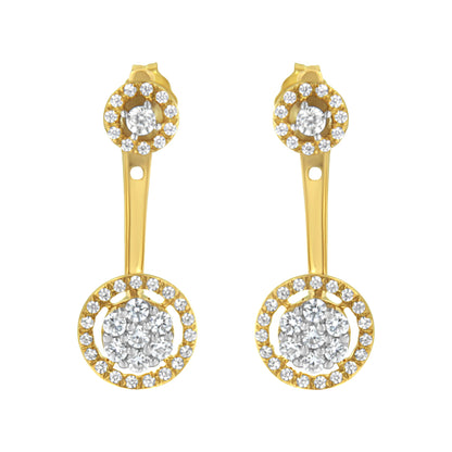 14K Yellow Gold Plated .925 Sterling Silver 5/8 Cttw Diamond Removable Stud and Dangle Earrings (I-J Color, I2-I3) by Bids.com