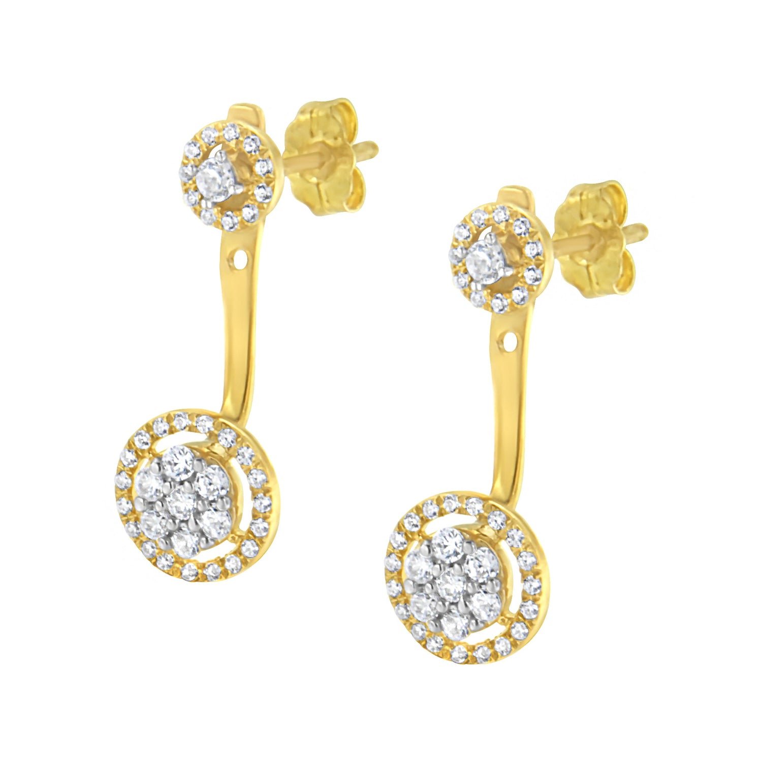 14K Yellow Gold Plated .925 Sterling Silver 5/8 Cttw Diamond Removable Stud and Dangle Earrings (I-J Color, I2-I3) by Bids.com