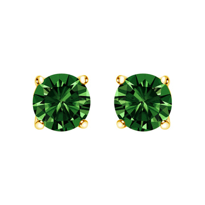 14K White Gold 1.0 Cttw Lab Grown Green Diamond Classic Solitaire Stud Earrings by Bids.com