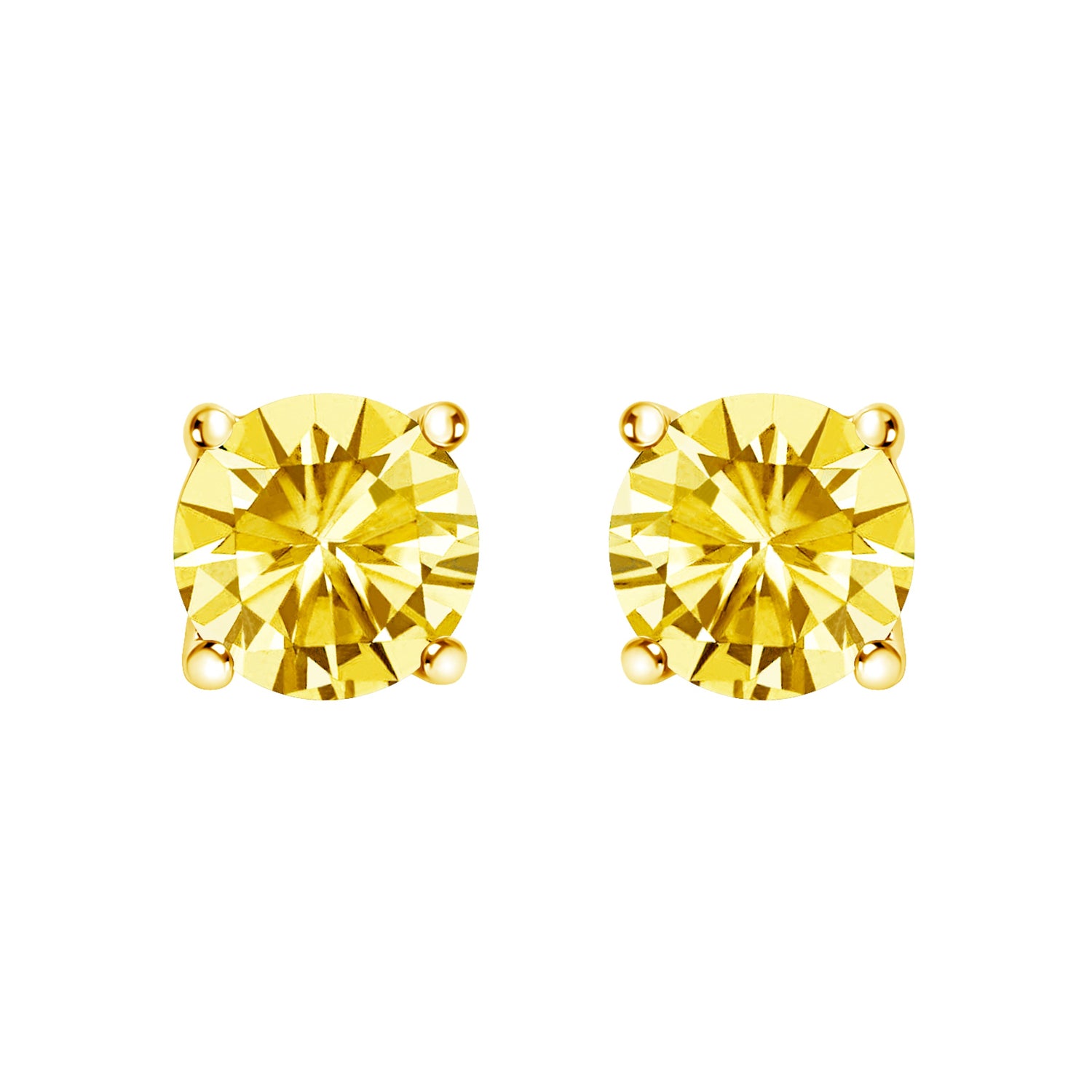 14K White Gold 1.0 Cttw Lab Grown Yellow Diamond Solitaire Stud Earrings (Yellow Color, VS2-SI1 Clarity) by Bids.com
