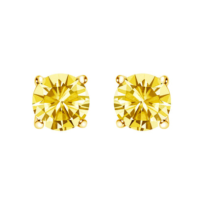 14K White Gold 1.0 Cttw Lab Grown Yellow Diamond Solitaire Stud Earrings (Yellow Color, VS2-SI1 Clarity) by Bids.com
