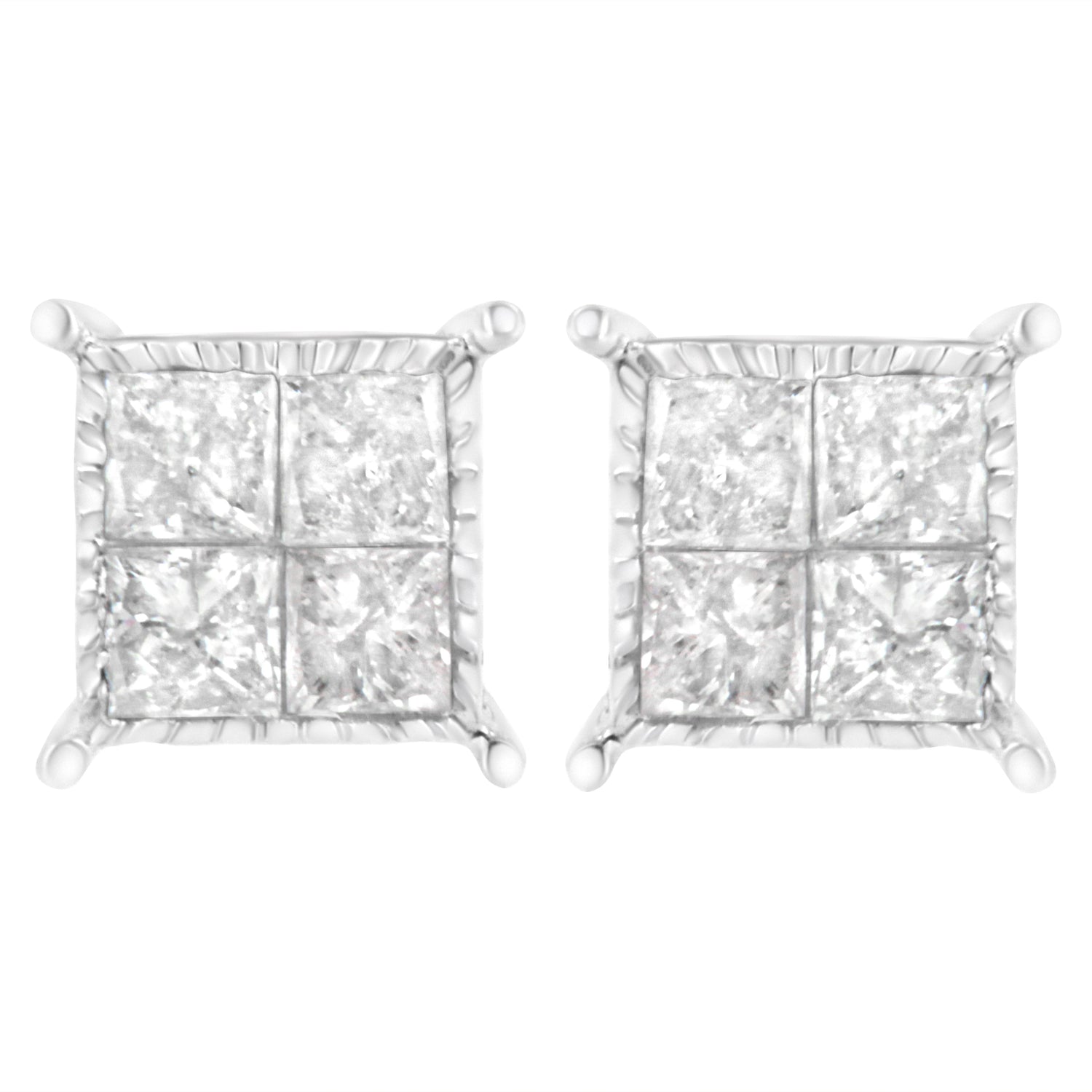 Sterling Silver 3/4 cttw Composite Diamond Stud Earrings (I-J, I2-I3) by Bids.com