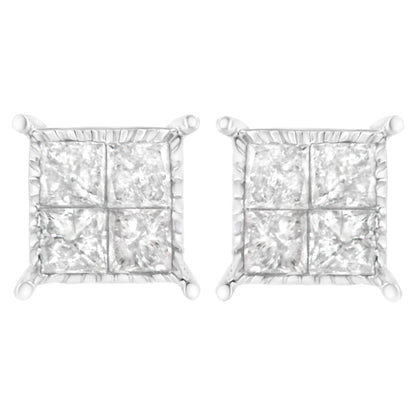 Sterling Silver 3/4 cttw Composite Diamond Stud Earrings (I-J, I2-I3) by Bids.com