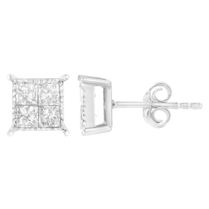 Sterling Silver 3/4 cttw Composite Diamond Stud Earrings (I-J, I2-I3) by Bids.com