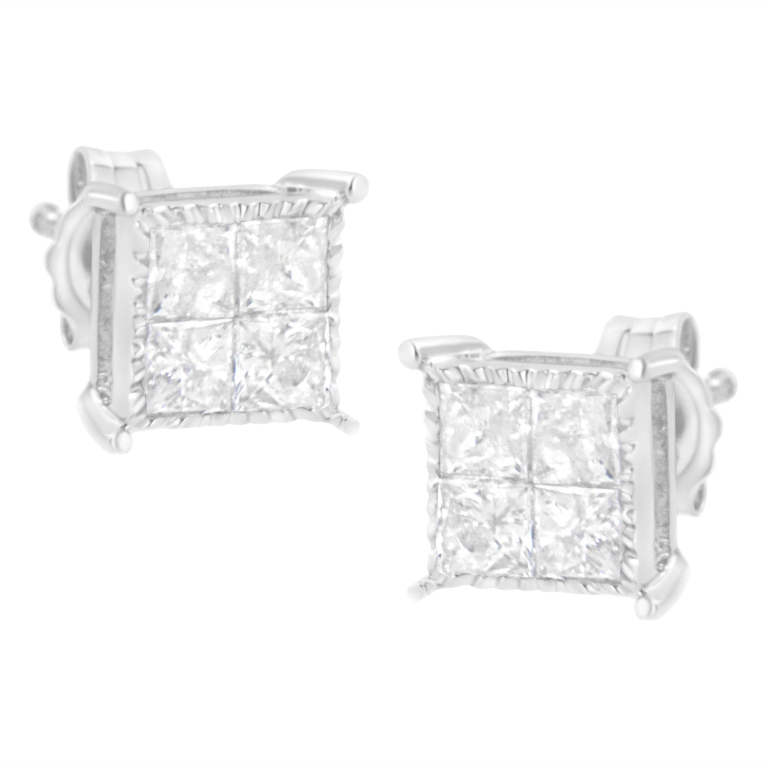 Sterling Silver 3/4 cttw Composite Diamond Stud Earrings (I-J, I2-I3) by Bids.com