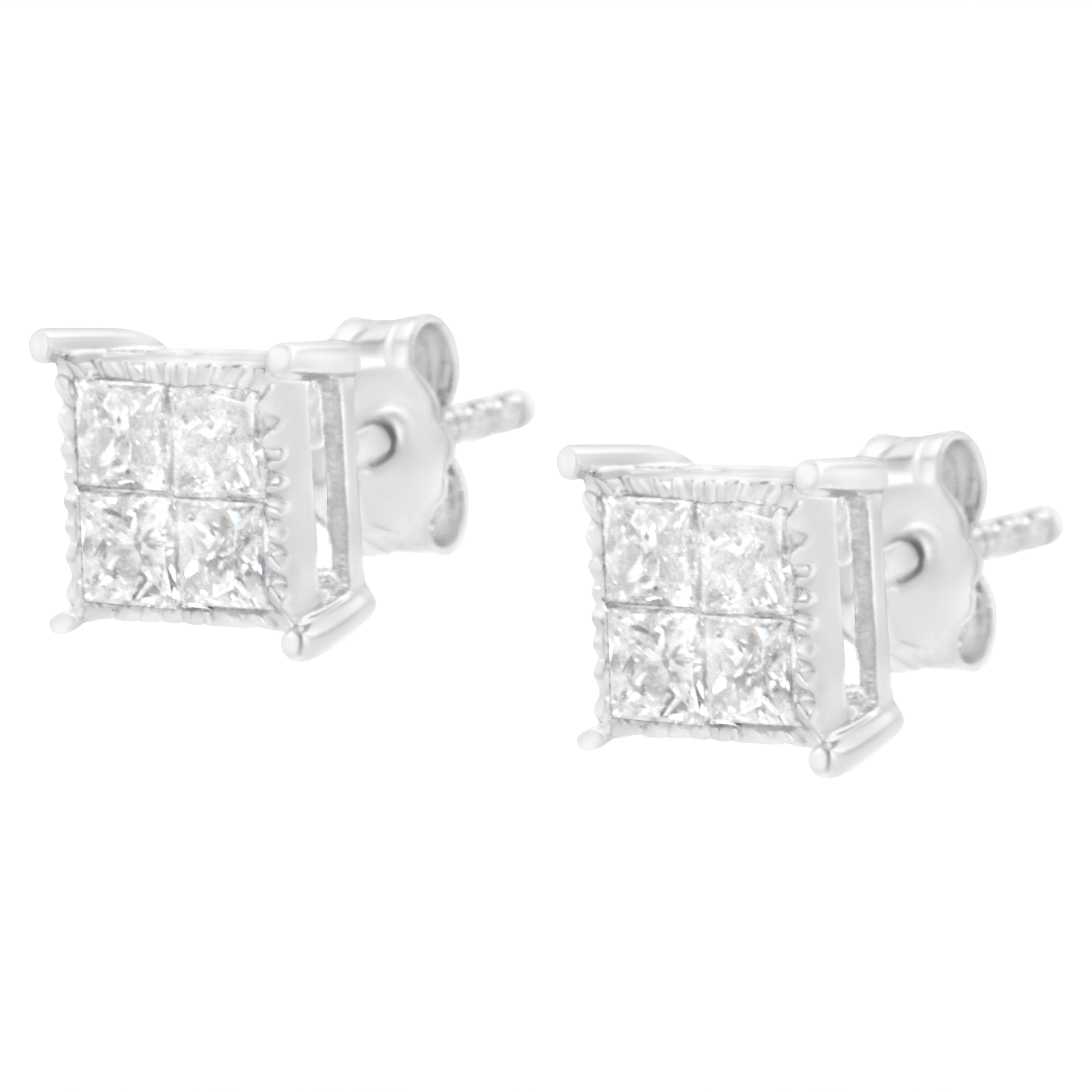 Sterling Silver 3/4 cttw Composite Diamond Stud Earrings (I-J, I2-I3) by Bids.com
