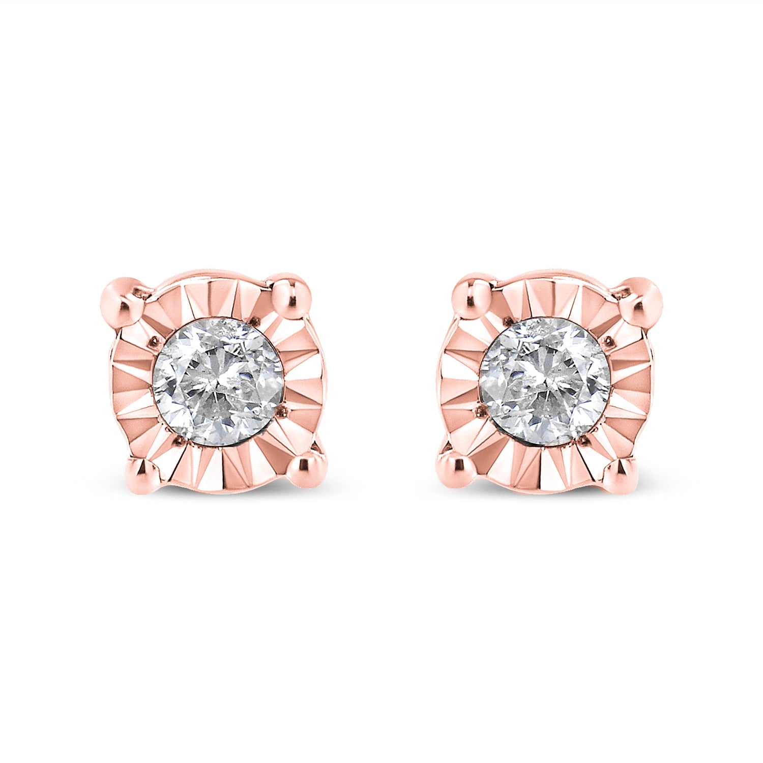 10K Yellow Gold Plated .925 Sterling Silver 1/10 Cttw Round Brilliant-Cut Diamond Miracle-Set Stud Earrings (J-K Color, I3 Clarity) by Bids.com