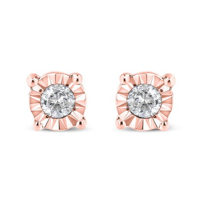 10K Yellow Gold Plated .925 Sterling Silver 1/10 Cttw Round Brilliant-Cut Diamond Miracle-Set Stud Earrings (J-K Color, I3 Clarity) by Bids.com