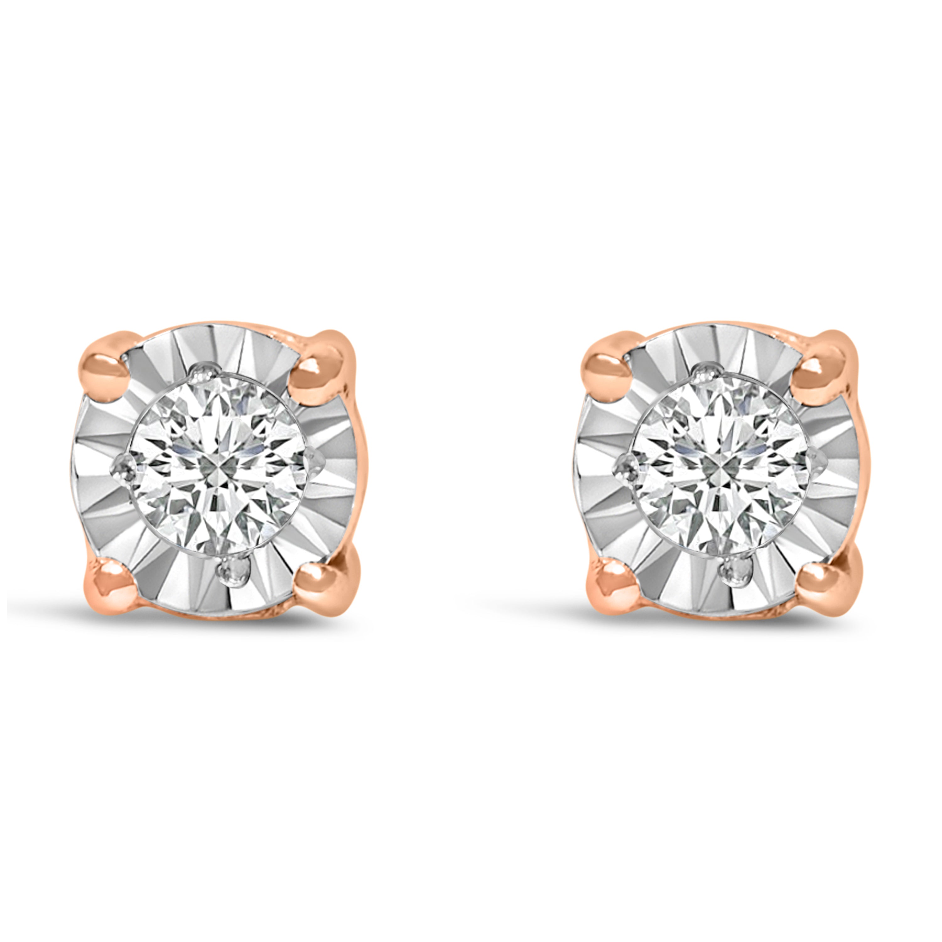 .925 Sterling Silver 1/10 Cttw Round Brilliant-Cut Lab Grown Diamond Miracle-Set Stud Earrings (F-G Color, VS1-VS2 Clarity) by Bids.com