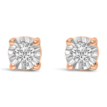 .925 Sterling Silver 1/10 Cttw Round Brilliant-Cut Lab Grown Diamond Miracle-Set Stud Earrings (F-G Color, VS1-VS2 Clarity) by Bids.com
