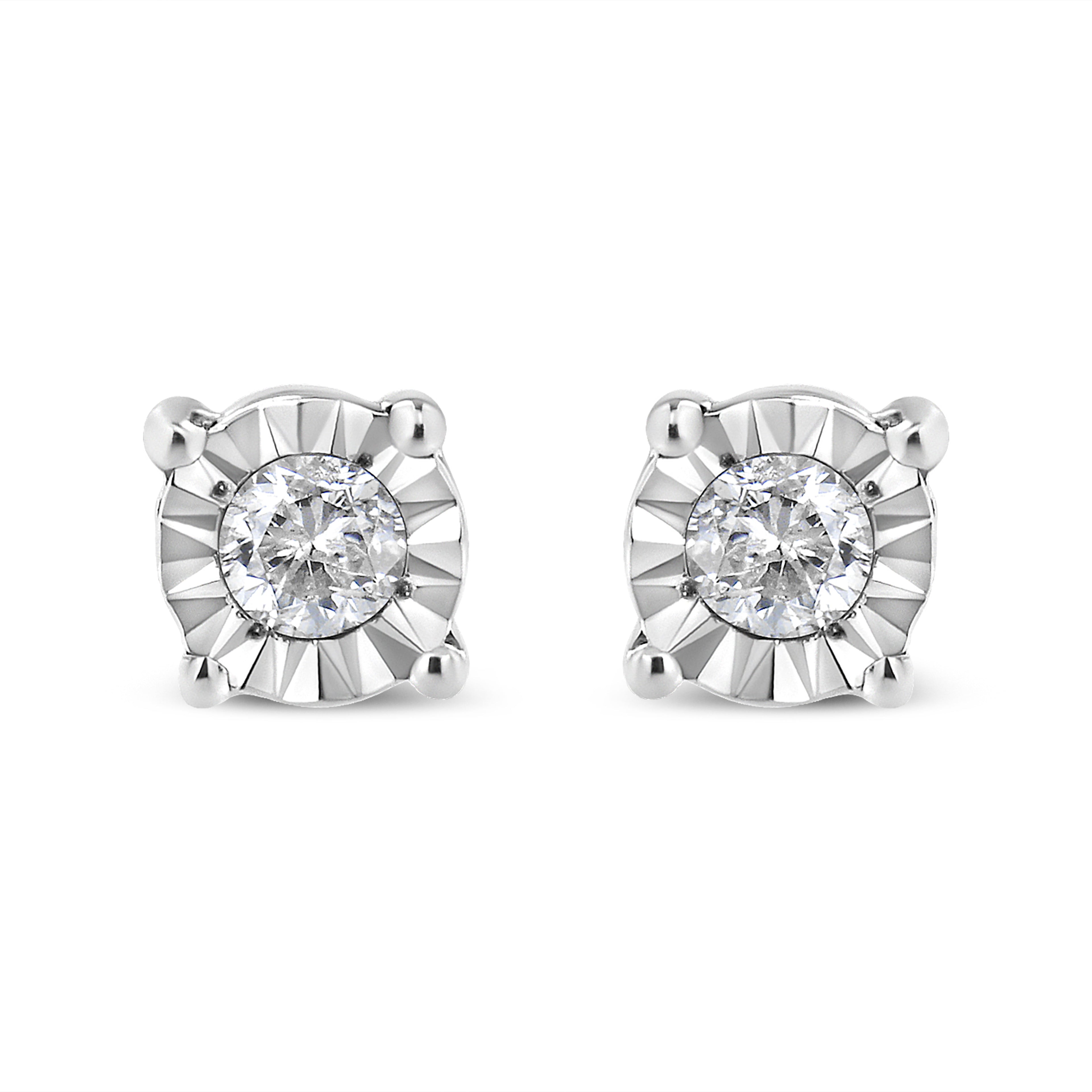 10K Yellow Gold Plated .925 Sterling Silver 1/10 Cttw Round Brilliant-Cut Diamond Miracle-Set Stud Earrings (J-K Color, I3 Clarity) by Bids.com