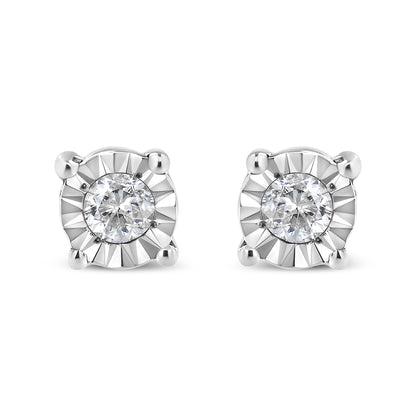 10K Yellow Gold Plated .925 Sterling Silver 1/10 Cttw Round Brilliant-Cut Diamond Miracle-Set Stud Earrings (J-K Color, I3 Clarity) by Bids.com