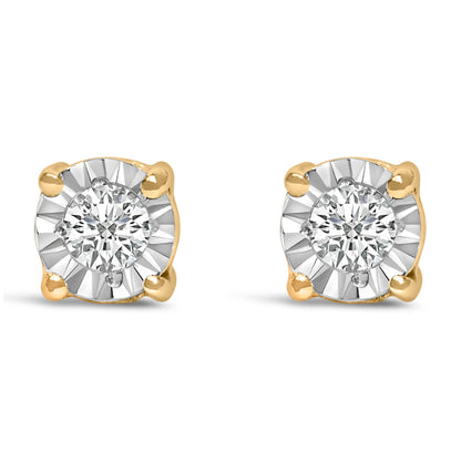.925 Sterling Silver 1/10 Cttw Round Brilliant-Cut Lab Grown Diamond Miracle-Set Stud Earrings (F-G Color, VS1-VS2 Clarity) by Bids.com