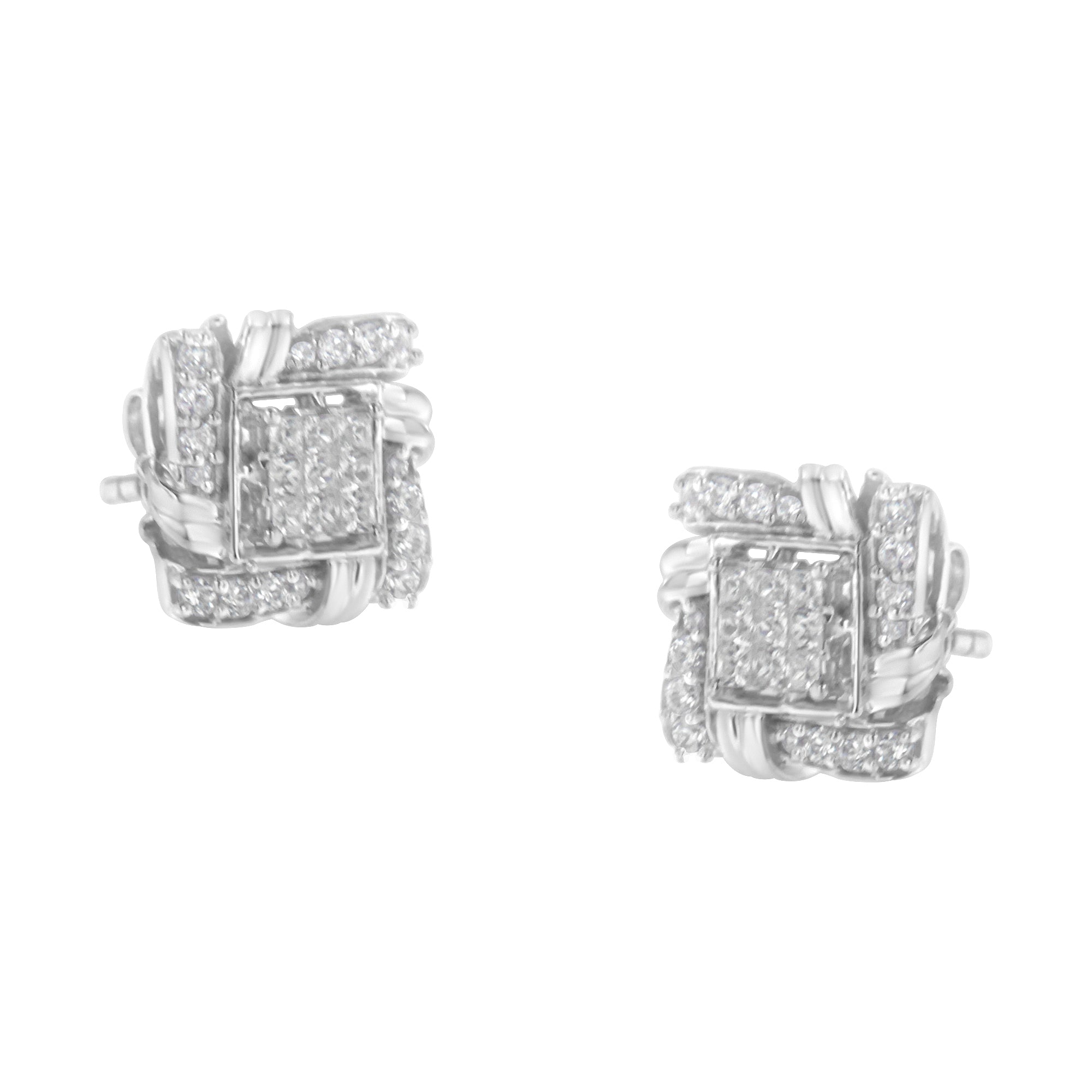 .925 Sterling Silver 1/2 Cttw Round-Cut Diamond Stud Earrings (I-J Color, I1-I2 Clarity) by Bids.com