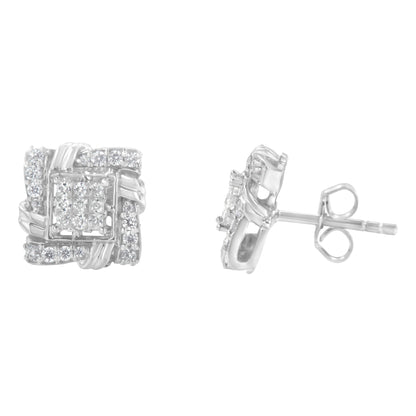 .925 Sterling Silver 1/2 Cttw Round-Cut Diamond Stud Earrings (I-J Color, I1-I2 Clarity) by Bids.com