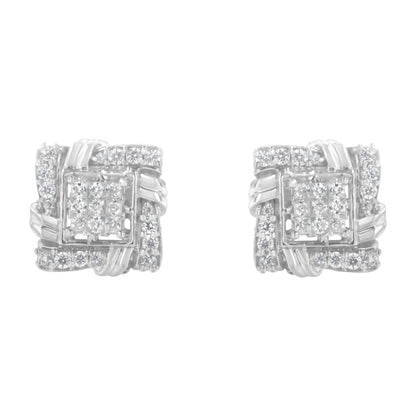 .925 Sterling Silver 1/2 Cttw Round-Cut Diamond Stud Earrings (I-J Color, I1-I2 Clarity) by Bids.com