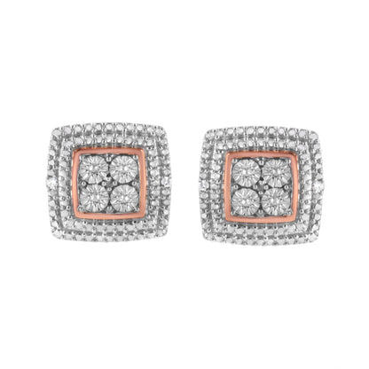 10K Yellow, White, and Rose Gold Plated Sterling Silver Diamond Accent Earrings (I-J Clarity, I3 Color) by Bids.com