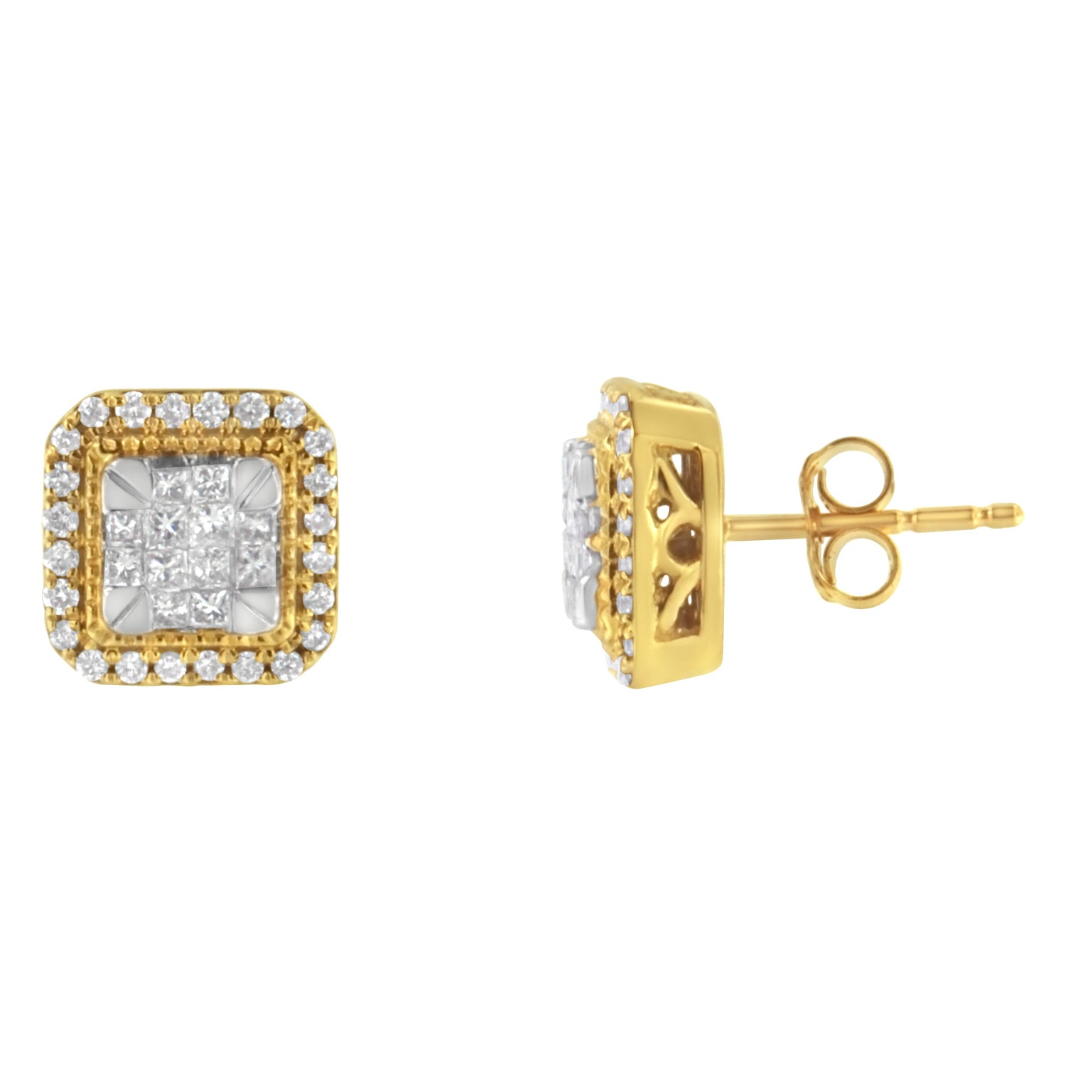 10KT Yellow Gold Diamond Stud Earrings (1/2 cttw, H-I Color, SI2-I1 Clarity) by Bids.com