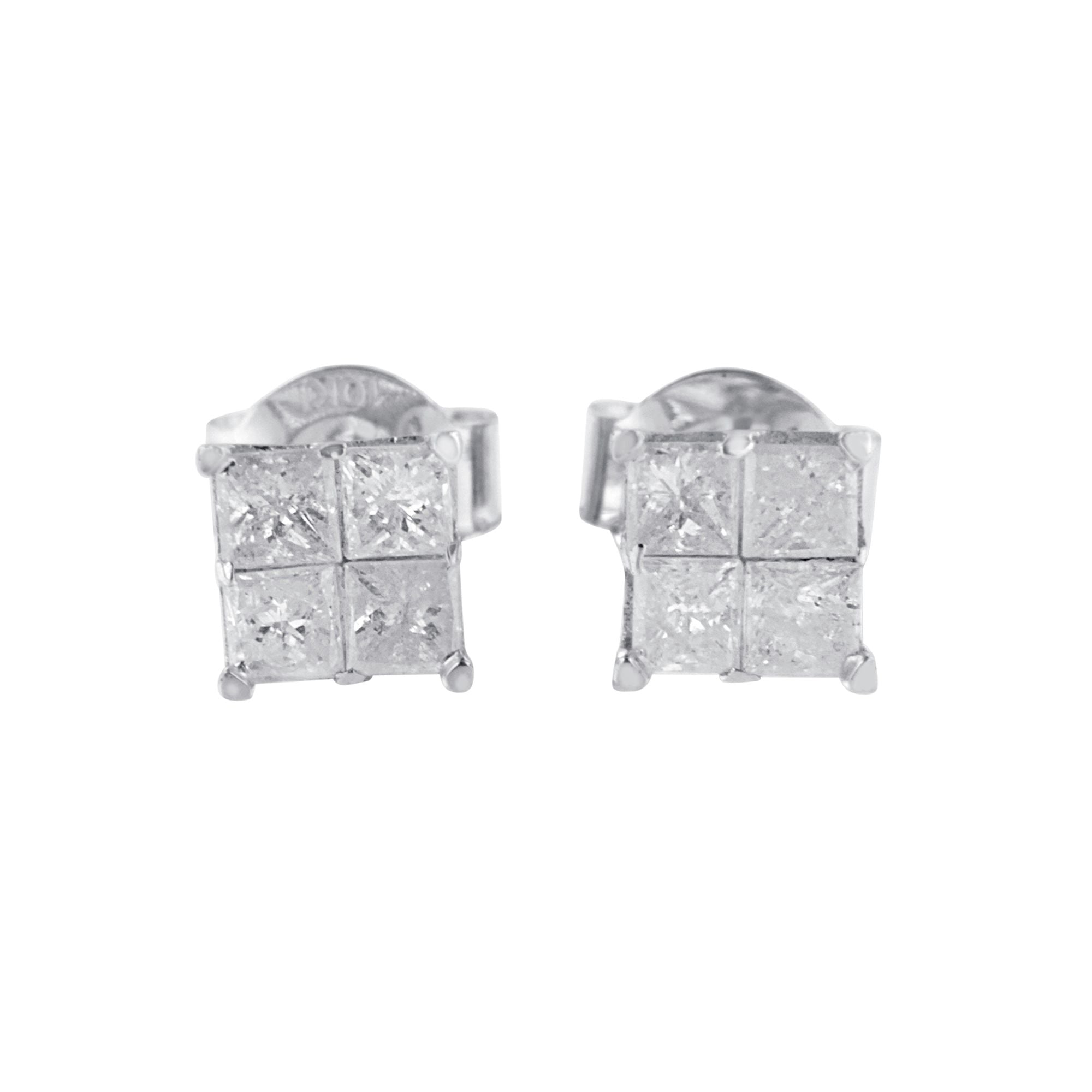 10k White Gold Diamond Stud Earrings (0.60 cttw, I-J Color, I2-I3 Clarity) by Bids.com