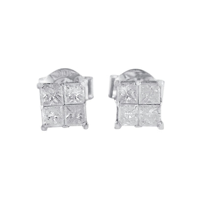 10k White Gold Diamond Stud Earrings (0.60 cttw, I-J Color, I2-I3 Clarity) by Bids.com