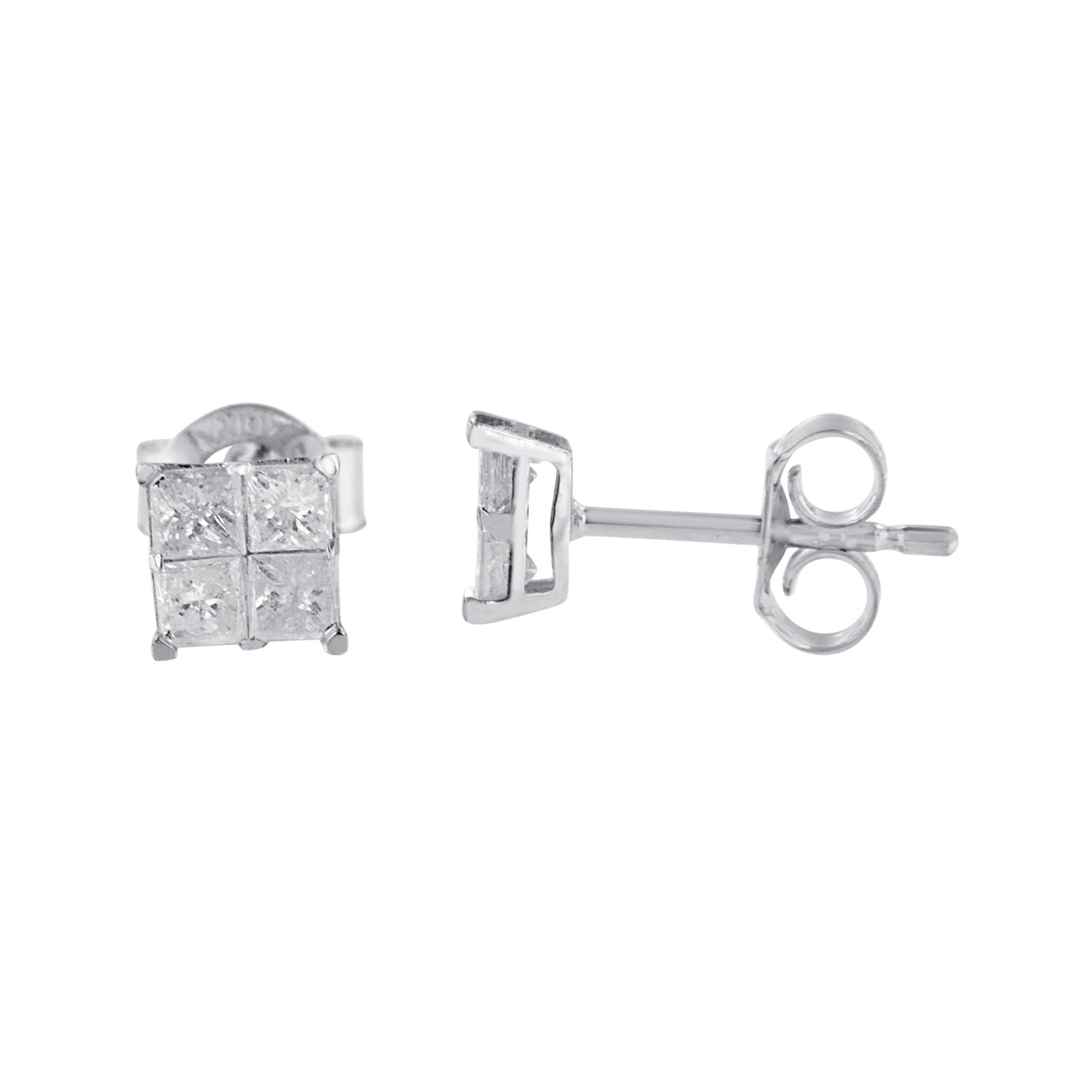 10k White Gold Diamond Stud Earrings (0.60 cttw, I-J Color, I2-I3 Clarity) by Bids.com
