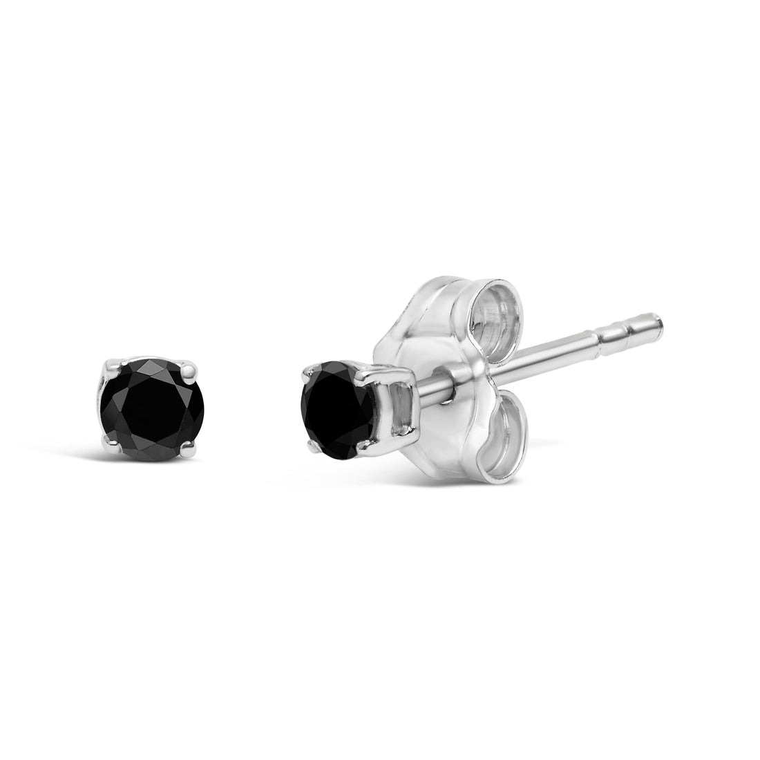 .925 Sterling Silver 1/2 Cttw Black Diamond Solitaire Stud Earrings by Bids.com