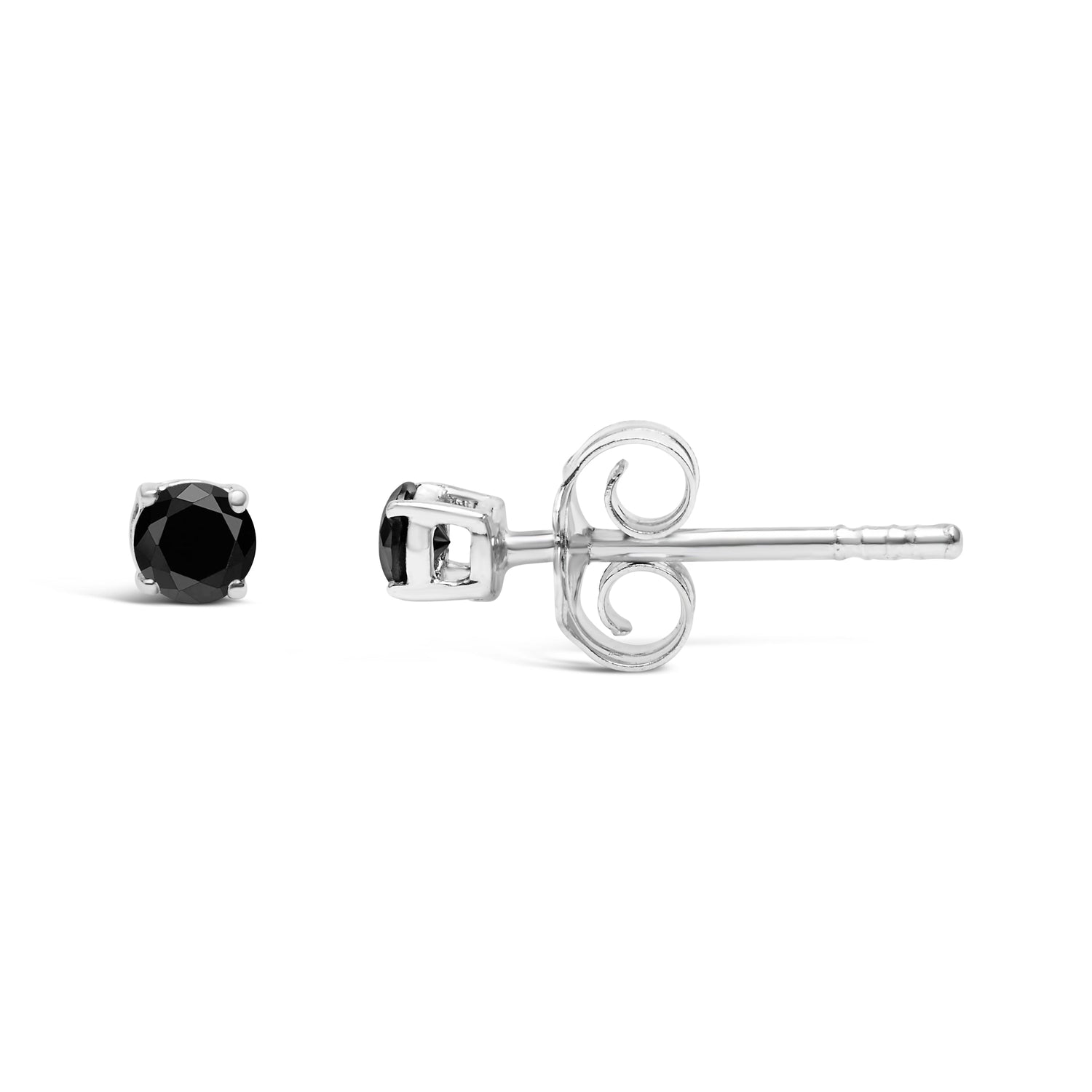 .925 Sterling Silver 1/2 Cttw Black Diamond Solitaire Stud Earrings by Bids.com
