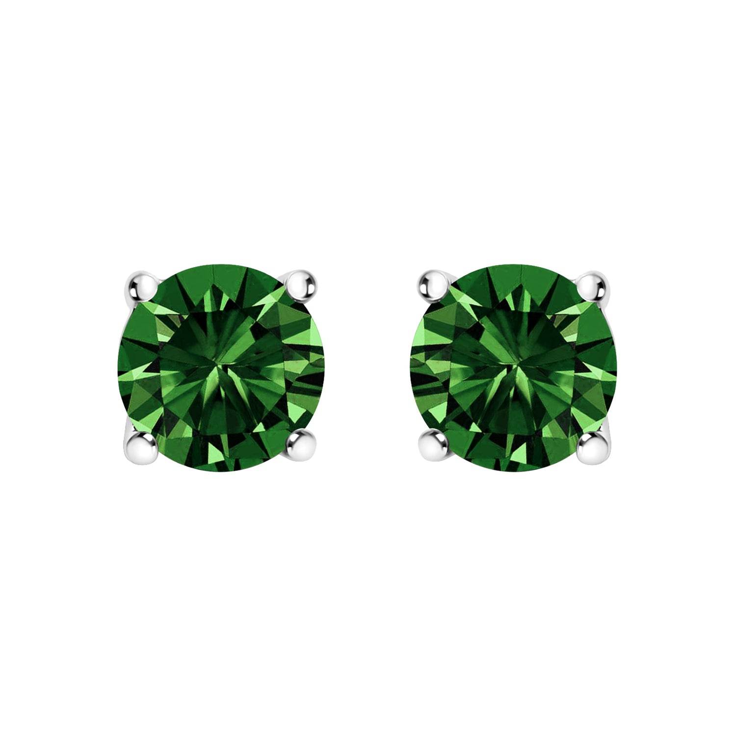 14K White Gold 1.0 Cttw Lab Grown Green Diamond Classic Solitaire Stud Earrings by Bids.com