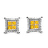.925 Sterling Silver 1/2 Cttw Yellow Princess Diamond Quad Stud Earring by Bids.com