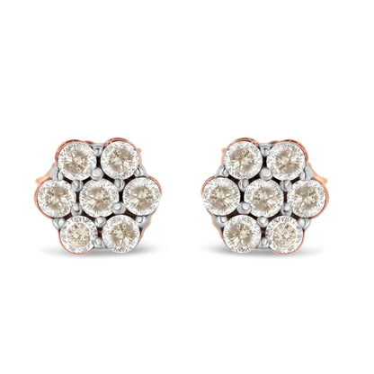 10K Rose Gold Diamond Floral Stud Earrings (0.5 cttw, J-K Color, I1-I2 Clarity) by Bids.com