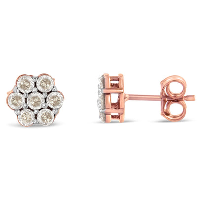 10K Rose Gold Diamond Floral Stud Earrings (0.5 cttw, J-K Color, I1-I2 Clarity) by Bids.com