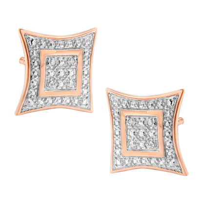 .925 Sterling Silver Diamond Accented 4-Stone Four Pointed Star Shaped Halo-Style Stud Earrings (H-I Color, I2-I3 Clarity) by Bids.com