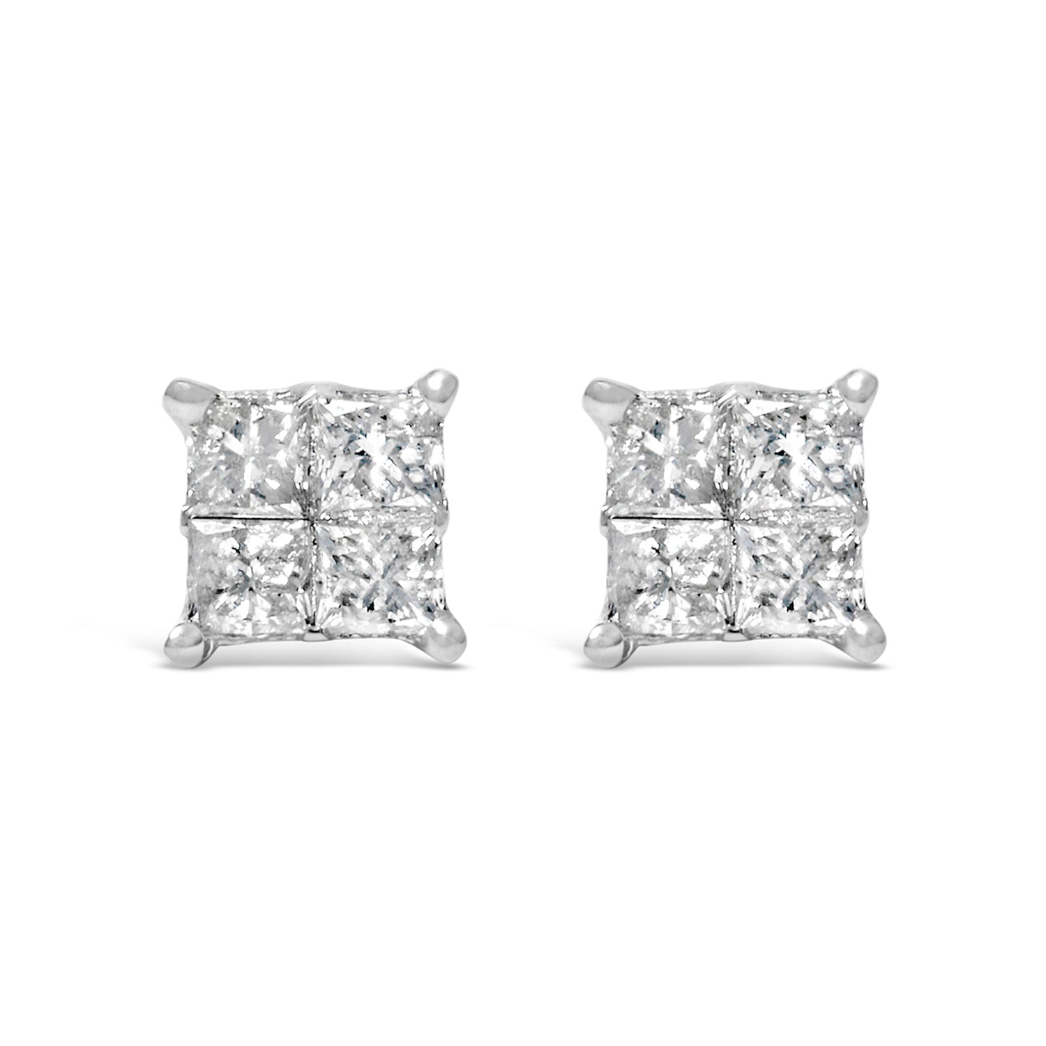 10K White Gold Diamond Stud Earrings (3/4 cttw, H-I Color, SI2-I1 Clarity) by Bids.com