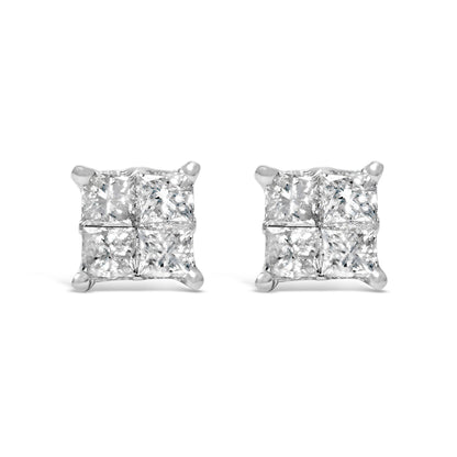 10K White Gold Diamond Stud Earrings (3/4 cttw, H-I Color, SI2-I1 Clarity) by Bids.com