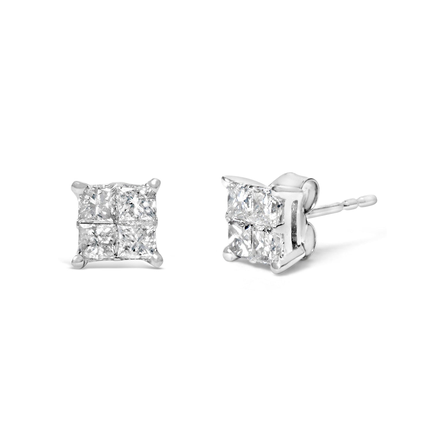 10K White Gold Diamond Stud Earrings (3/4 cttw, H-I Color, SI2-I1 Clarity) by Bids.com