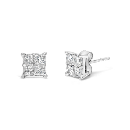 10K White Gold Diamond Stud Earrings (3/4 cttw, H-I Color, SI2-I1 Clarity) by Bids.com