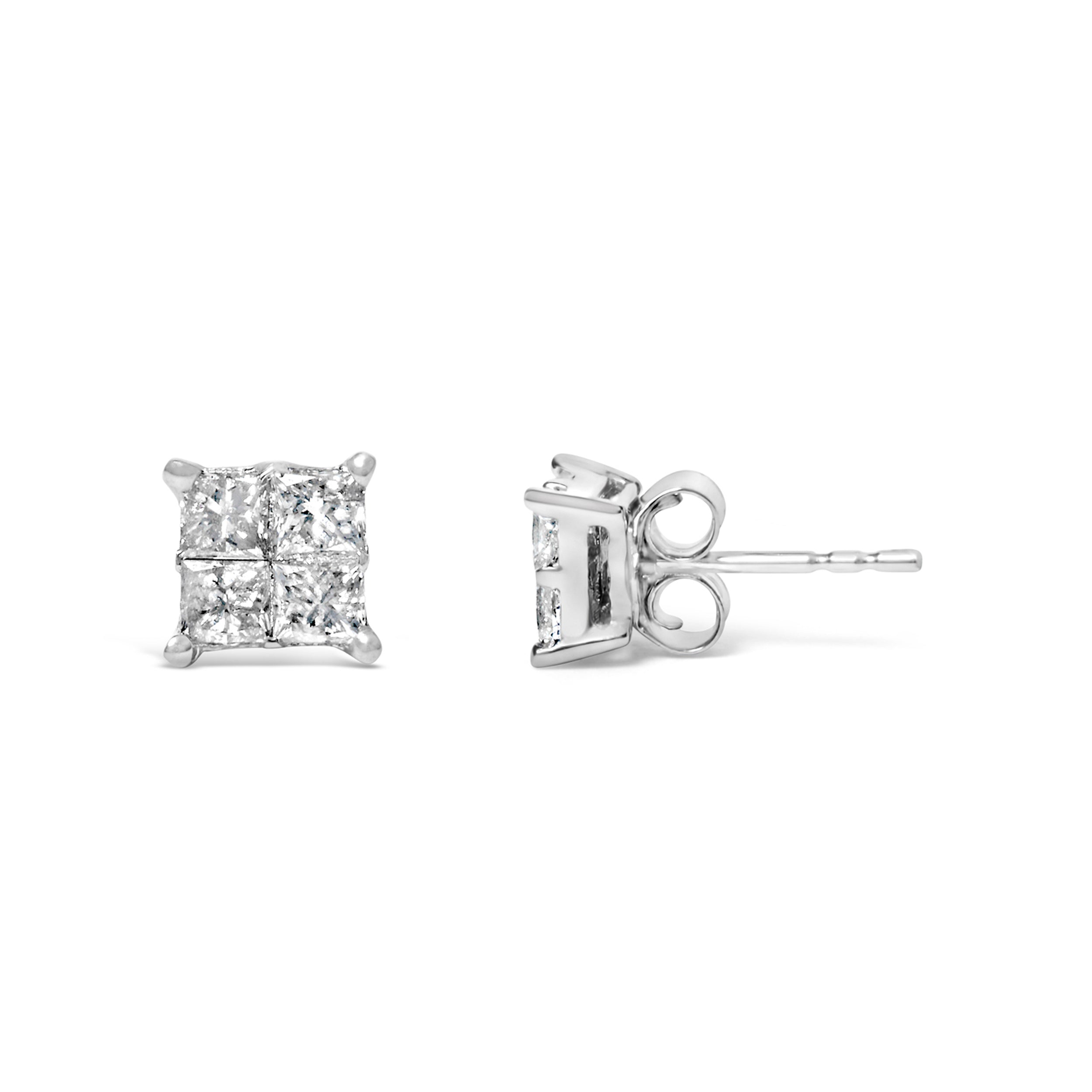 10K White Gold Diamond Stud Earrings (3/4 cttw, H-I Color, SI2-I1 Clarity) by Bids.com