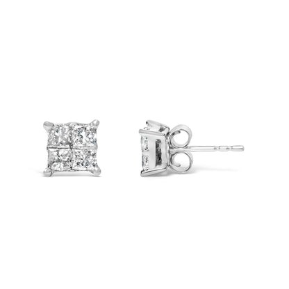 10K White Gold Diamond Stud Earrings (3/4 cttw, H-I Color, SI2-I1 Clarity) by Bids.com