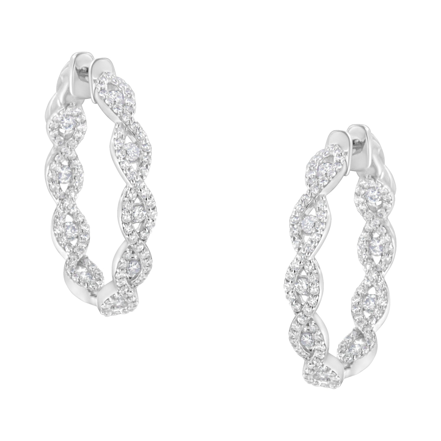 10K White Gold Diamond Hoop Earrings (1 1/2 cttw, H-I Color, I1-I2 Clarity) by Bids.com