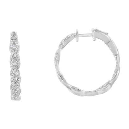 10K White Gold Diamond Hoop Earrings (1 1/2 cttw, H-I Color, I1-I2 Clarity) by Bids.com