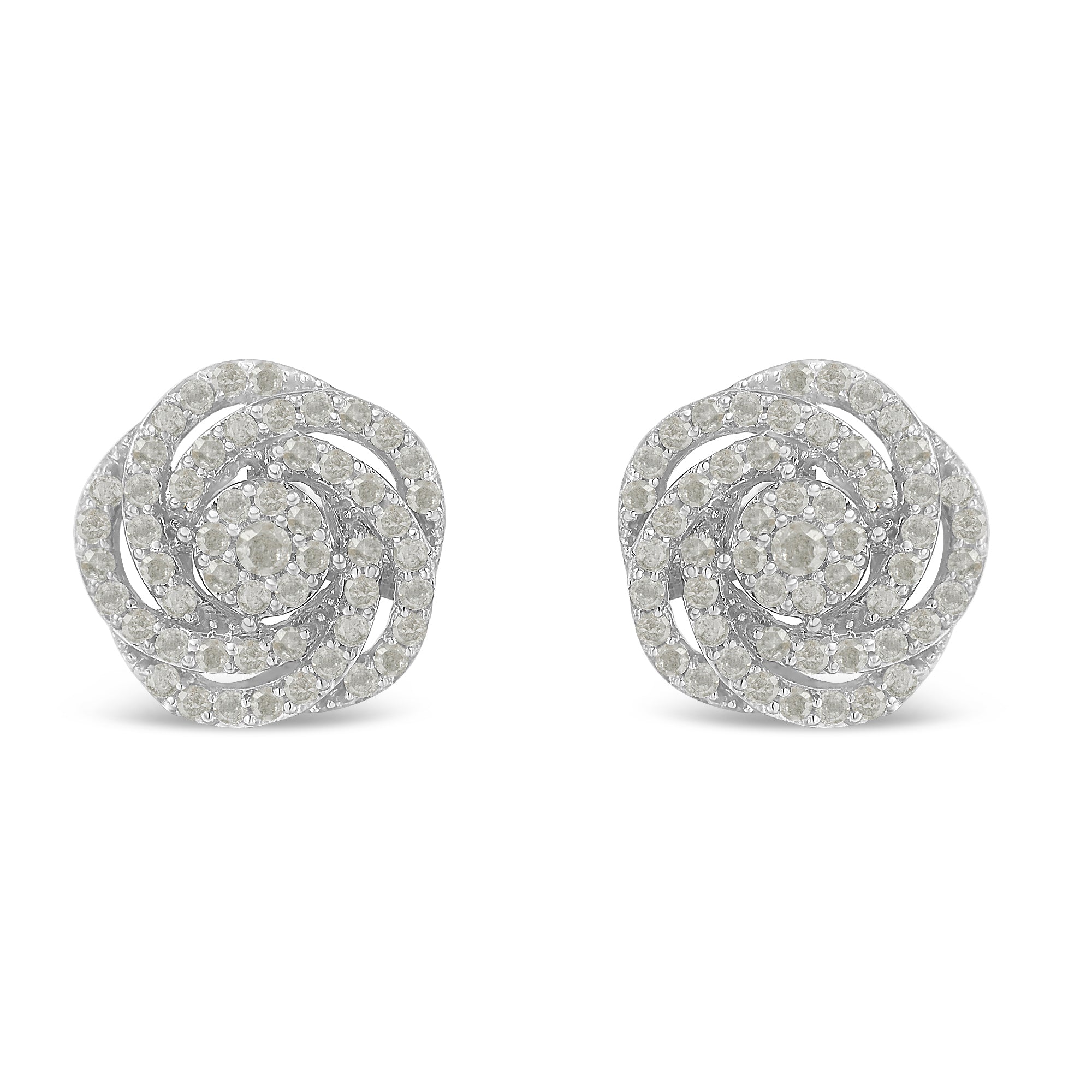 10k White Gold Rose-Cut Diamond Floral Cluster Earrings (1 cttw, I-J Color, I2-I3 Clarity) by Bids.com