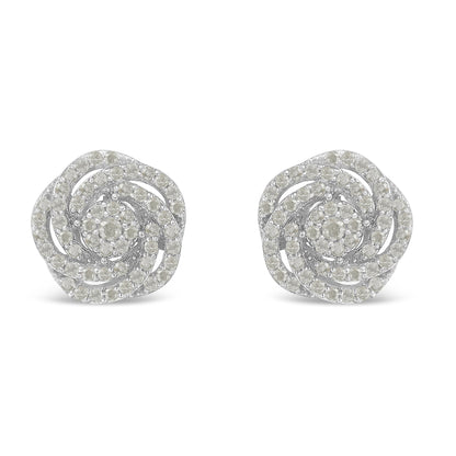 10k White Gold Rose-Cut Diamond Floral Cluster Earrings (1 cttw, I-J Color, I2-I3 Clarity) by Bids.com