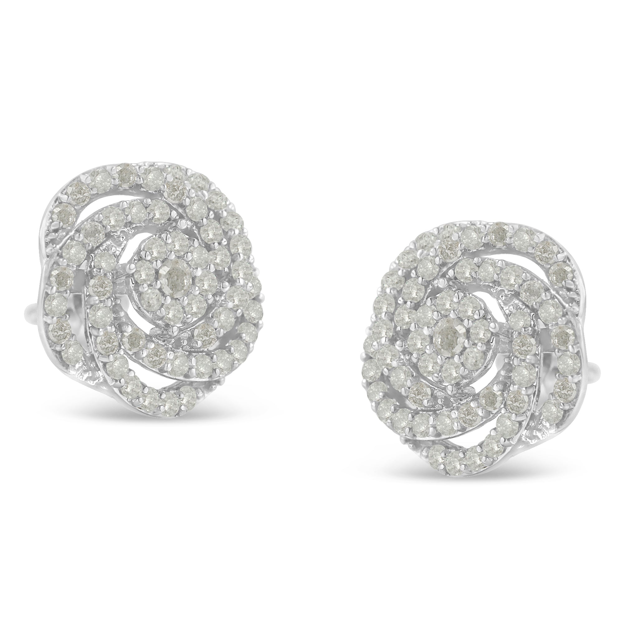 10k White Gold Rose-Cut Diamond Floral Cluster Earrings (1 cttw, I-J Color, I2-I3 Clarity) by Bids.com