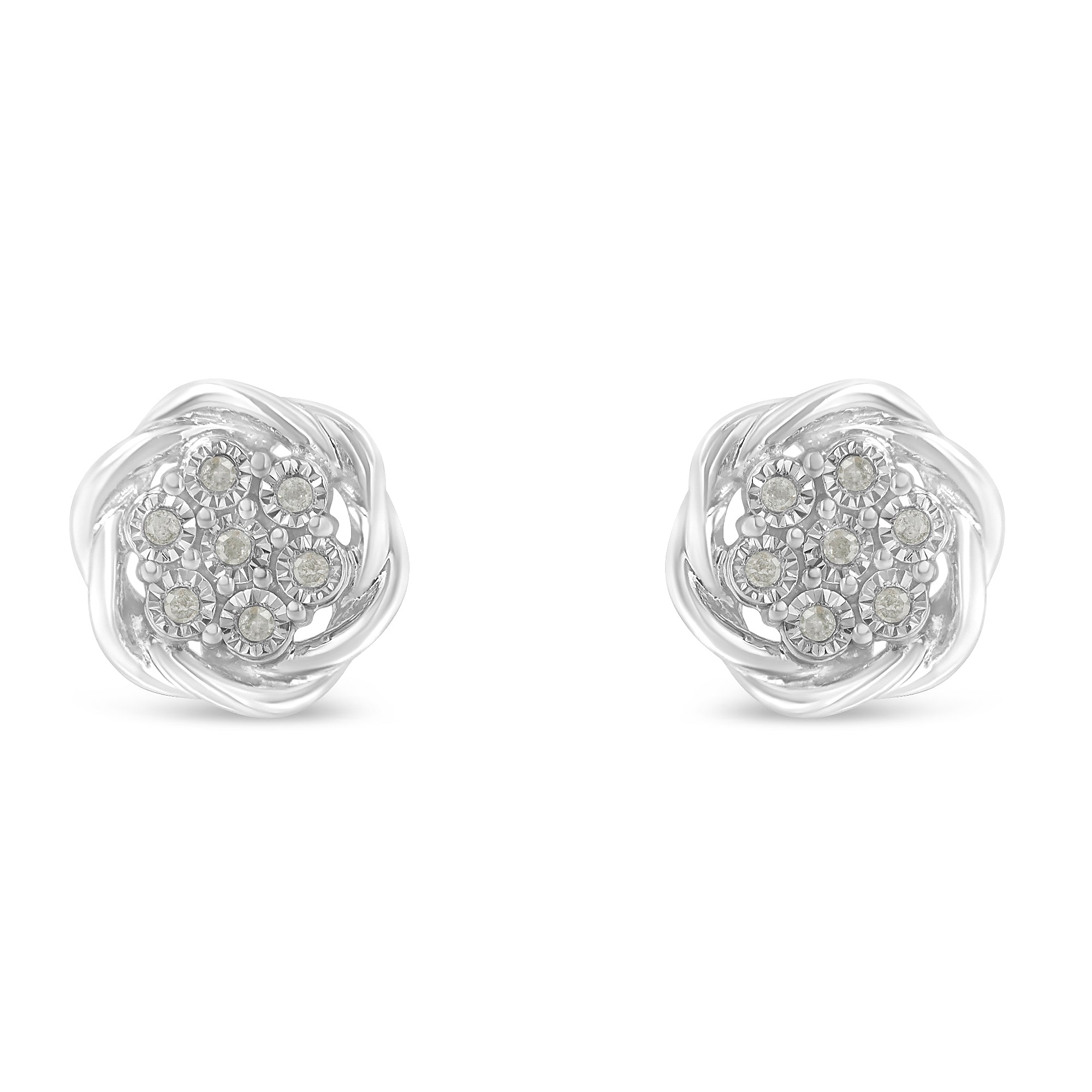 Sterling Silver Diamond Swirl Cluster Stud Earrings (1/6 cttw, I-J Color, I2-I3 Clarity) by Bids.com