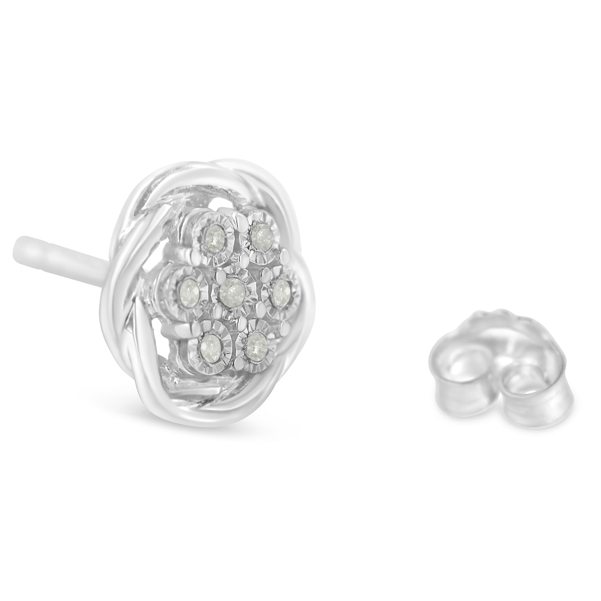 Sterling Silver Diamond Swirl Cluster Stud Earrings (1/6 cttw, I-J Color, I2-I3 Clarity) by Bids.com